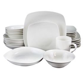Gibson Home Hagen Square Dinnerware Set in White, Set of 30