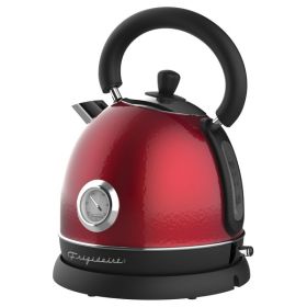 Frigidaire EKET125-RED 1.79-Quart 1,500-Watt Retro Porcelain Electric Water Kettle with Thermometer (Red)