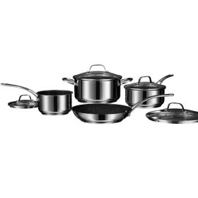 Starfrit 030203-001-0000 THE ROCK by Starfrit Stainless Steel Non-Stick 8-Piece Cookware Set with Stainless Steel Handles