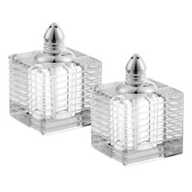 Hand Made Crystal Silver Pair of Salt and Pepper Shakers