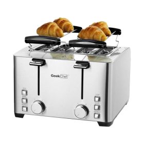 Geek Chef 1500W 4 Slice Toaster with Warming Rack Stainless Steel GTS4C